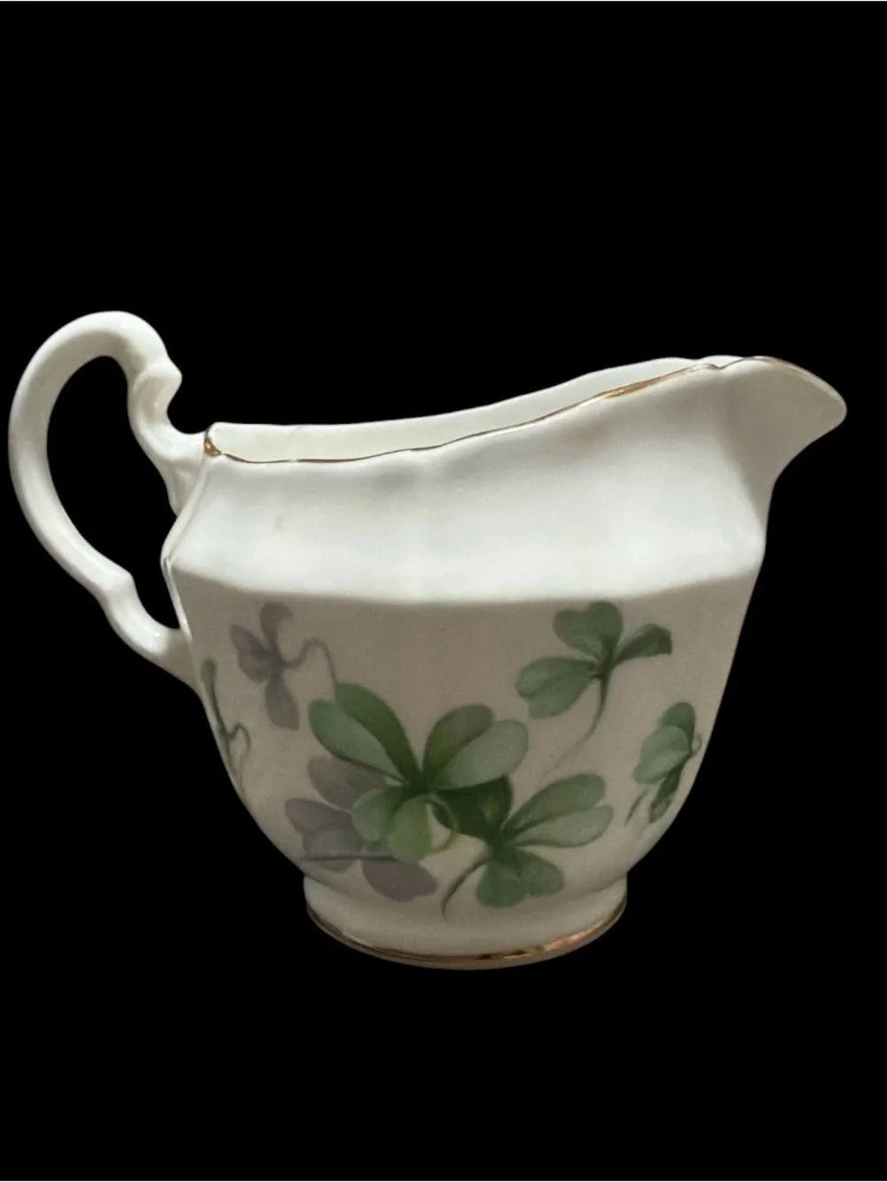 Vintage Adderley England Fine Bone China Shamrock Creamer Gold Trim